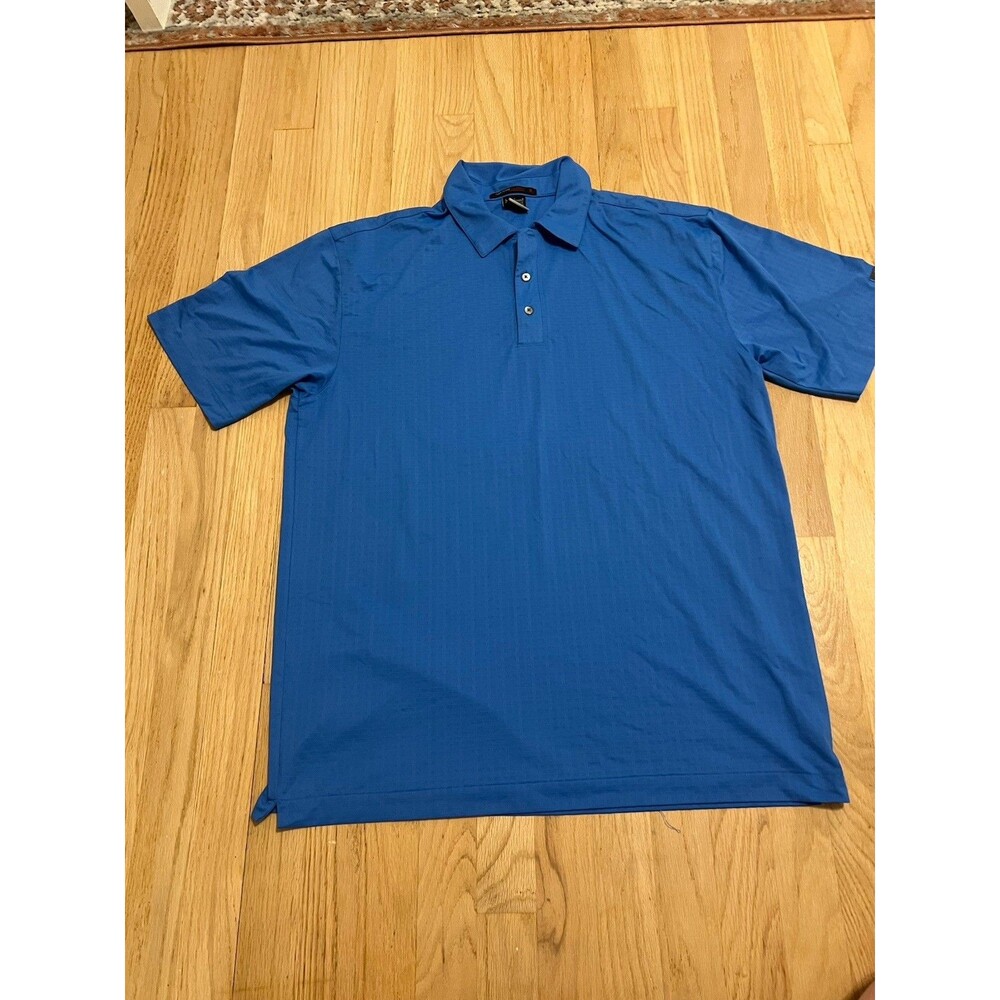 Nike Tiger Woods Collection Dri-FIT Blue Textured Grid Golf Polo Shirt Mens L